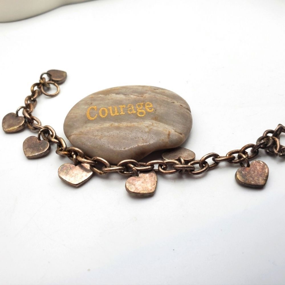 Silver tone antique heart‎ jingle bracelet
